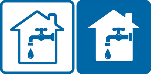 set with house and tap