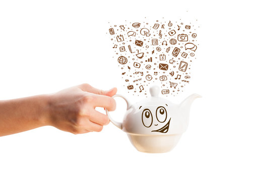 Coffe can with hand drawn media icons
