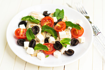 Greek chicken cutlets with feta cheese, olives