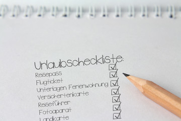 Notiz "Urlaubscheckliste"