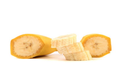 banana slice set isolated over white background