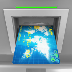 Close Up of ATM Machine with Credit Card