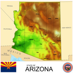 Arizona USA counties name location map background