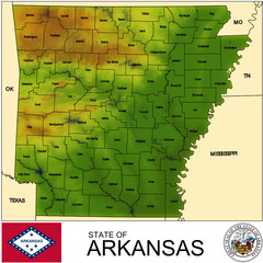 Arkansas USA counties name location map background