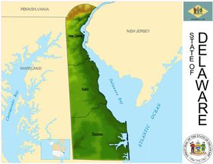 Delaware USA counties name location map background