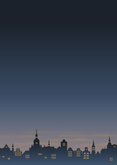 Obraz premium Eine Altstadt in der Abenddämmerung – Hochformat