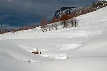 Creasta Cocosului mountain covered by snow, Romania