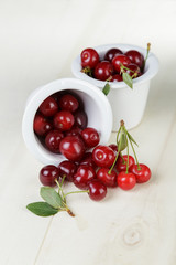 ripe cherries in bowl