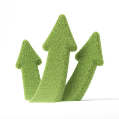 Three green grass arrows