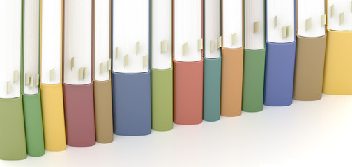 Top view to a row of books