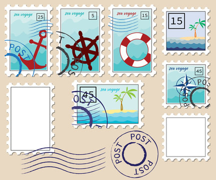 set of stamps on the theme of the sea