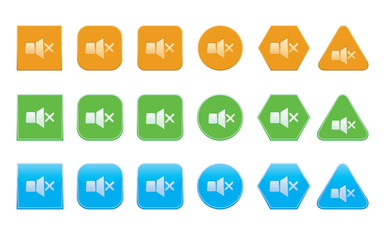set of sound off icons of different shape