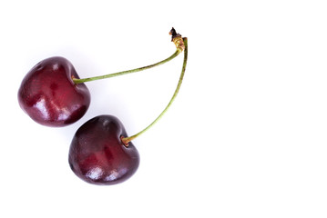 Cherries on white background