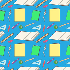 pattern with school stationery