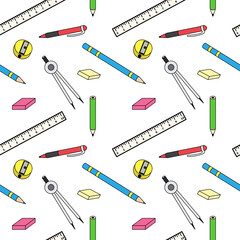 pattern with school stationery