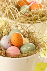 Easter chocolate eggs in the nest