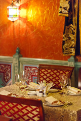 Wine glasses on a table