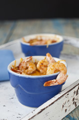 Julienne with cheese and shrimps