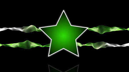 Green star logo with animated strings