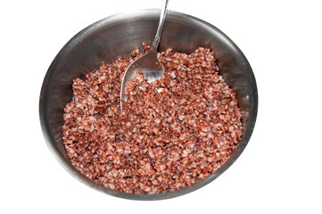 red boiled rice in a bowl