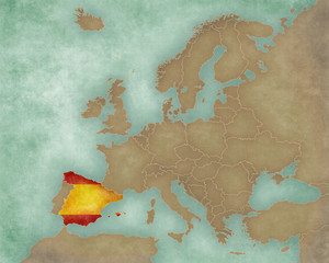 Map of Europe - Spain (dark)