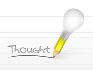 thought written with a light bulb idea pencil