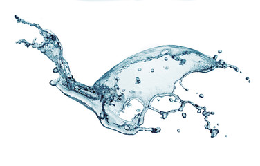 blue water splash isolated on white background