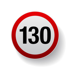 Speed sign - Number one hundred and thirty button