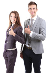 Successful business people isolated on white