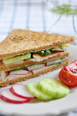 Vollkorn Sandwich mit Forelle