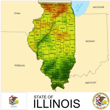 Illinois USA counties name location map background