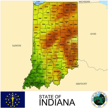 Indiana USA counties name location map background