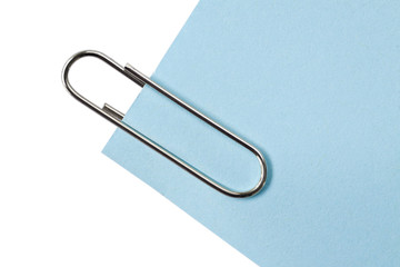Metal Paper Clip with blue paper