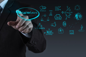 businessman working with new modern computer show social network
