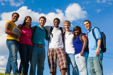 Group of diverse students/friends outside