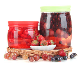 Home made berry jam isolated on white