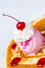 Crepe with ice cream strawberry