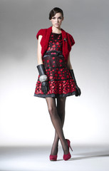 full-length portrait of a styled professional model