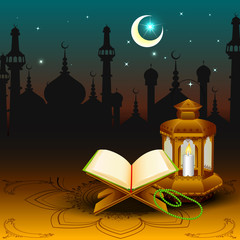 vector illustration of Quran on Eid Mubarak ( Blessing for Eid)
