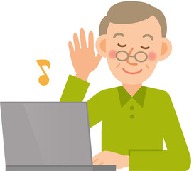 シニア男性　パソコン