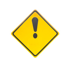 Caution sign with black color and yellow background