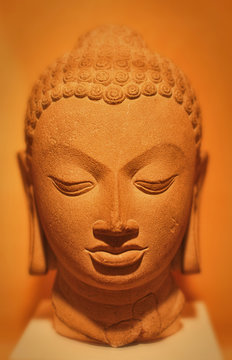Buddha head, stone, from Gupta Period 5th century AD, India