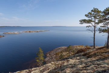 Rocky coast of lake. A landscape