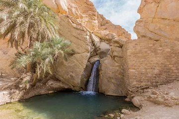 Poster mountain oasis Chebika in Sahara desert, Tunisia © pavel068