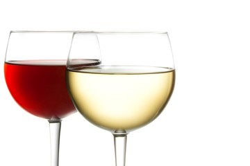 glass of red wine and white wine