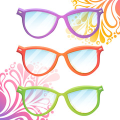Set of trendy hipster transparent glasses of various colors © Yuzach