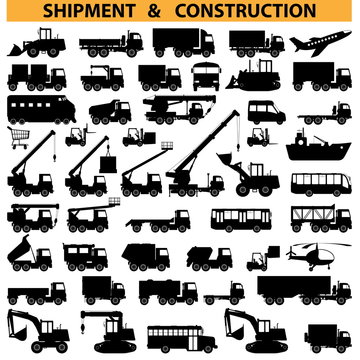 Vector commercial vehicles pictograms