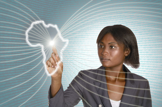 Afrikanische Geschäftsfrau digitale Welt