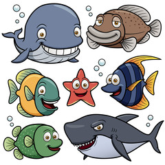 Fototapeta premium Vector illustration of Sea Animals Collection
