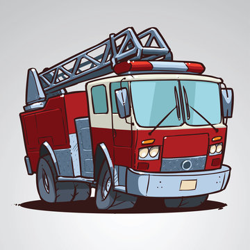 Cartoon fire truck isolated